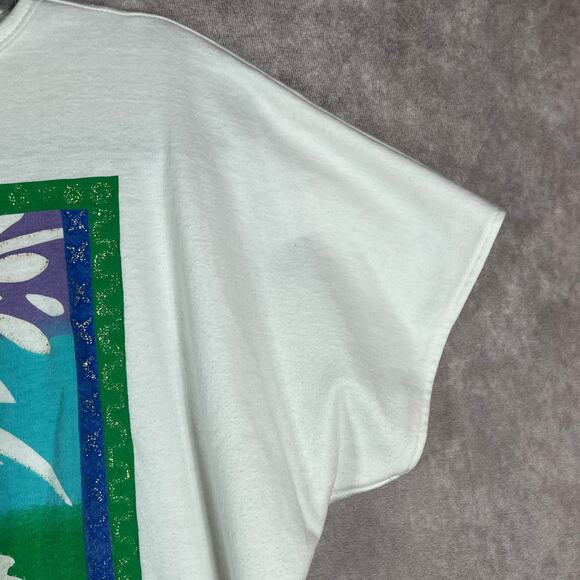 Vintage Jane Colby Shirt Womens Medium White Flamingo Graphic Dolman Sleeve Art - Picture 3 of 10